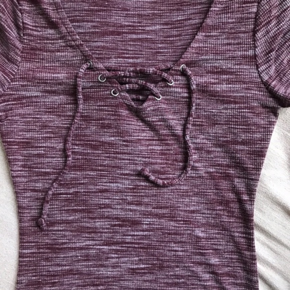 Burgundy laceup bodysuit - Picture 1 of 2